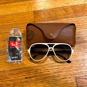 white and black RayBan Aviators